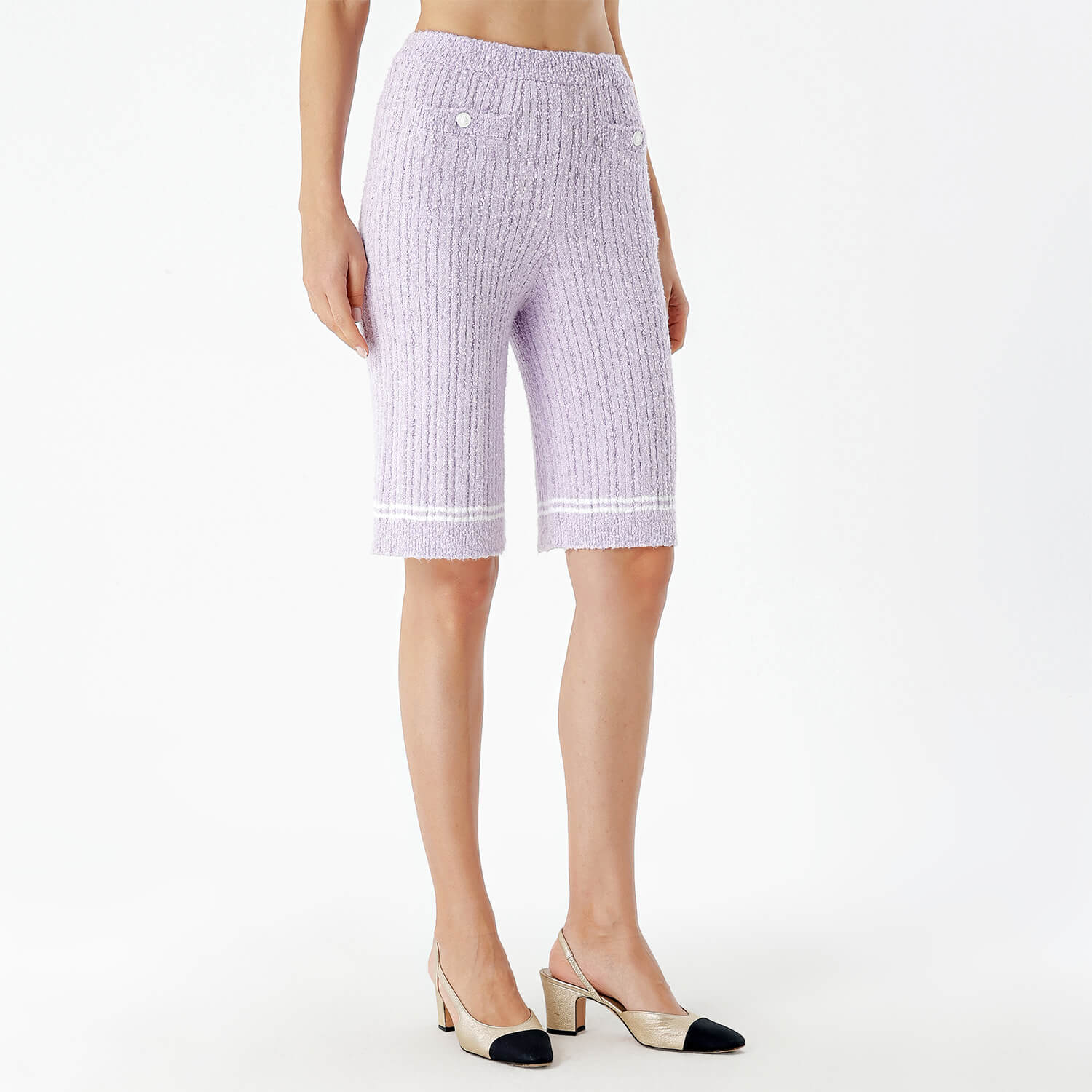 Chanel - Lilac Cotton Button Detail Shorts